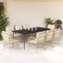 Set comedor de jardín 9 pzas con cojines ratán sintético beige en Conjuntos de jardín | Comprar online en Foru.es