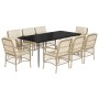 Set comedor de jardín 9 pzas con cojines ratán sintético beige en Conjuntos de jardín | Comprar online en Foru.es