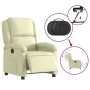 Sillón reclinable eléctrico de cuero auténtico blanco crema de , Sillones - Ref: Foro24-3204256, Precio: 358,33 €, Descuento: %