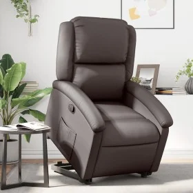 Dunkelbrauner, hochklappbarer Relaxsessel aus echtem Leder von , Sessel - Ref: Foro24-3204263, Preis: 404,79 €, Rabatt: %
