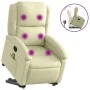 Sillón reclinable de masaje elevable cuero auténtico crema de , Sillones - Ref: Foro24-3204268, Precio: 401,77 €, Descuento: %