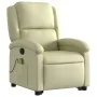 Sillón reclinable de masaje elevable cuero auténtico crema de , Sillones - Ref: Foro24-3204268, Precio: 401,77 €, Descuento: %