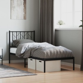 Estructura de cama con cabecero metal negro 75x190 cm de , Camas y somieres - Ref: Foro24-374427, Precio: 63,62 €, Descuento: %