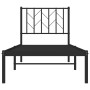 Estructura de cama con cabecero metal negro 75x190 cm de , Camas y somieres - Ref: Foro24-374427, Precio: 63,62 €, Descuento: %