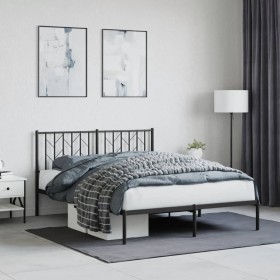 Estructura de cama con cabecero metal negro 140x200 cm de , Camas y somieres - Ref: Foro24-374438, Precio: 125,42 €, Descuent...