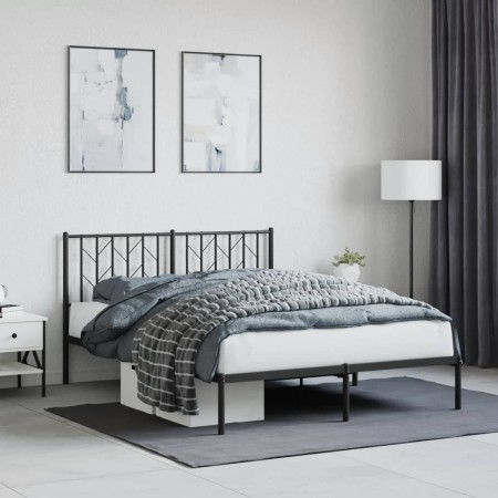 Estructura de cama con cabecero metal negro 140x200 cm de , Camas y somieres - Ref: Foro24-374438, Precio: 125,42 €, Descuent...