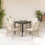 Set comedor de jardín 5 pzas con cojines ratán sintético beige en Conjuntos de jardín | Comprar online en Foru.es