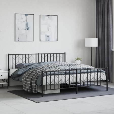 Estructura de cama cabecero y pie de cama metal negro 180x200cm de , Camas y somieres - Ref: Foro24-374459, Precio: 146,48 €,...