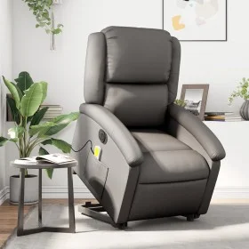 Sillón reclinable masaje eléctrico de pie cuero auténtico gris de , Sillones - Ref: Foro24-3204277, Precio: 451,94 €, Descuen...