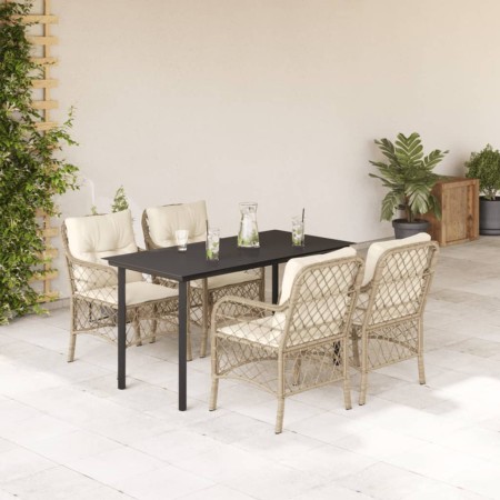 Set comedor de jardín 5 pzas con cojines ratán sintético beige en Conjuntos de jardín | Comprar online en Foru.es