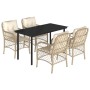 Set comedor de jardín 5 pzas con cojines ratán sintético beige en Conjuntos de jardín | Comprar online en Foru.es