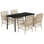 Set comedor de jardín 5 pzas con cojines ratán sintético beige en Conjuntos de jardín | Comprar online en Foru.es