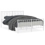 Estructura cama metal con cabecero y estribo blanco 135x190 cm de , Camas y somieres - Ref: Foro24-374503, Precio: 96,04 €, D...