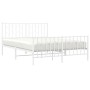 Estructura cama metal con cabecero y estribo blanco 135x190 cm de , Camas y somieres - Ref: Foro24-374503, Precio: 96,04 €, D...