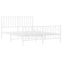 Estructura cama metal con cabecero y estribo blanco 135x190 cm de , Camas y somieres - Ref: Foro24-374503, Precio: 96,04 €, D...