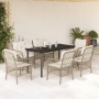Set comedor de jardín 7 pzas con cojines ratán sintético beige en Conjuntos de jardín | Comprar online en Foru.es