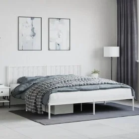 Bettgestell aus Metall mit weißem Kopfteil 193x203 cm von , Betten und Lattenroste - Ref: Foro24-374492, Preis: 103,66 €, Rab...
