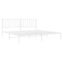 Estructura de cama de metal con cabecero blanco 193x203 cm de , Camas y somieres - Ref: Foro24-374492, Precio: 105,11 €, Desc...