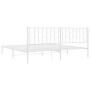 Estructura de cama de metal con cabecero blanco 193x203 cm de , Camas y somieres - Ref: Foro24-374492, Precio: 105,11 €, Desc...