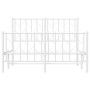 Estructura cama metal con cabecero y estribo blanco 120x190 cm de , Camas y somieres - Ref: Foro24-374501, Precio: 93,35 €, D...
