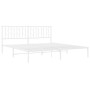 Estructura de cama de metal con cabecero blanco 180x200 cm de , Camas y somieres - Ref: Foro24-374490, Precio: 106,24 €, Desc...