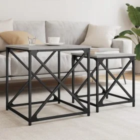 Mesas de centro apilables 2 pzas madera ingeniería gris Sonoma de , Mesas de centro - Ref: Foro24-838946, Precio: 54,32 €, De...