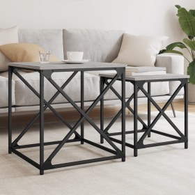 Mesas de centro apilables 2 pzas madera ingeniería gris Sonoma de , Mesas de centro - Ref: Foro24-838946, Precio: 55,02 €, De...