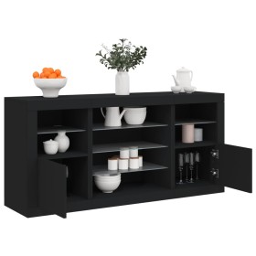 Aparador con luces LED negro 142,5x37x67 cm de , Aparadores - Ref: Foro24-3209087, Precio: 190,61 €, Descuento: %