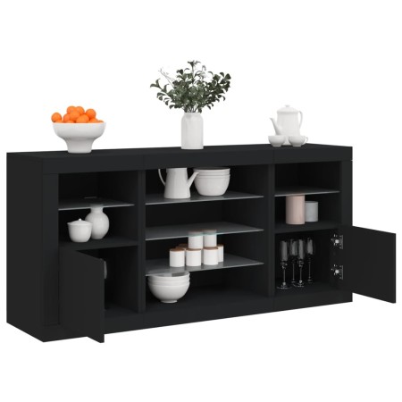 Aparador con luces LED negro 142,5x37x67 cm de , Aparadores - Ref: Foro24-3209087, Precio: 190,61 €, Descuento: %