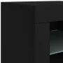 Aparador con luces LED negro 142,5x37x67 cm de , Aparadores - Ref: Foro24-3209087, Precio: 186,99 €, Descuento: %
