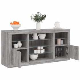 Aparador con luces LED gris Sonoma 142,5x37x67 cm de , Aparadores - Ref: Foro24-3209091, Precio: 165,72 €, Descuento: %