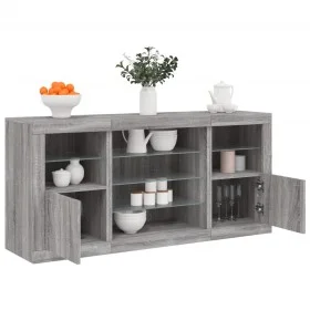 Aparador con luces LED gris Sonoma 142,5x37x67 cm de , Aparadores - Ref: Foro24-3209091, Precio: 161,04 €, Descuento: %