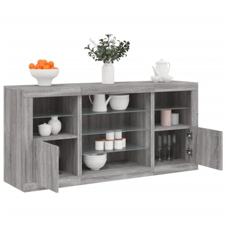 Aparador con luces LED gris Sonoma 142,5x37x67 cm de , Aparadores - Ref: Foro24-3209091, Precio: 165,72 €, Descuento: %