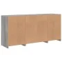 Aparador con luces LED gris Sonoma 142,5x37x67 cm de , Aparadores - Ref: Foro24-3209091, Precio: 161,04 €, Descuento: %