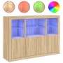 Aparador con luz LED 3 piezas madera de ingeniería roble sonoma de , Aparadores - Ref: Foro24-3209109, Precio: 212,71 €, Desc...