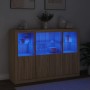 Aparador con luz LED 3 piezas madera de ingeniería roble sonoma de , Aparadores - Ref: Foro24-3209109, Precio: 212,71 €, Desc...