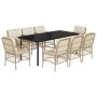 Set comedor de jardín 9 pzas con cojines ratán sintético beige en Conjuntos de jardín | Comprar online en Foru.es