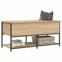Banco almacenaje madera ingeniería roble Sonoma 100x42,5x47 cm de , Bancos para recibidores y almacenamiento - Ref: Foro24-83...