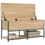 Banco almacenaje madera ingeniería roble Sonoma 100x42,5x47 cm de , Bancos para recibidores y almacenamiento - Ref: Foro24-83...