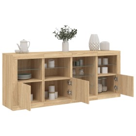 Aparador con luces LED roble Sonoma 164x37x67 cm de , Aparadores - Ref: Foro24-3209053, Precio: 228,33 €, Descuento: %