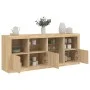 Sideboard with LED lights Sonoma oak 164x37x67 cm by , Sideboards - Ref: Foro24-3209053, Price: 221,71 €, Discount: %