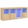 Sideboard with LED lights Sonoma oak 164x37x67 cm by , Sideboards - Ref: Foro24-3209053, Price: 221,71 €, Discount: %