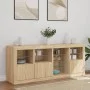 Sideboard with LED lights Sonoma oak 164x37x67 cm by , Sideboards - Ref: Foro24-3209053, Price: 221,71 €, Discount: %