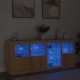 Sideboard with LED lights Sonoma oak 164x37x67 cm by , Sideboards - Ref: Foro24-3209053, Price: 221,71 €, Discount: %