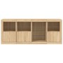 Aparador con luces LED roble Sonoma 164x37x67 cm de , Aparadores - Ref: Foro24-3209053, Precio: 228,33 €, Descuento: %