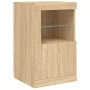 Sideboard with LED lights Sonoma oak 164x37x67 cm by , Sideboards - Ref: Foro24-3209053, Price: 221,71 €, Discount: %