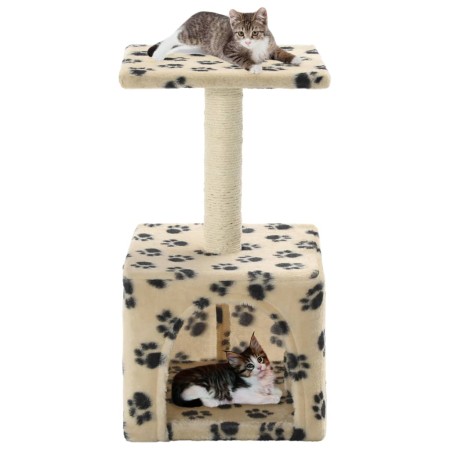 Rascador para gatos con poste de sisal 55 cm huellas beige de vidaXL, Mobiliario para gatos - Ref: Foro24-170540, Precio: 29,...