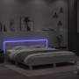 Estructura de cama con cabecero y luces LED blanca 200x200 cm de , Camas y somieres - Ref: Foro24-3207518, Precio: 152,16 €, ...