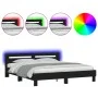 Estructura de cama cabecero y luces LED negra 180x200 cm de , Camas y somieres - Ref: Foro24-3207526, Precio: 214,81 €, Descu...