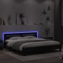 Estructura de cama cabecero y luces LED negra 180x200 cm de , Camas y somieres - Ref: Foro24-3207526, Precio: 219,20 €, Descu...